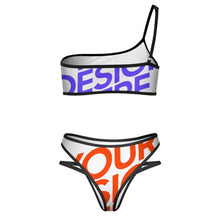 Charger l'image dans la galerie, 2023 nouveau maillot de bain une épaule bikini push-up bustier ensemble 2 pièces J198D60 personnalisé avec photo texte motif (conception multi-images)