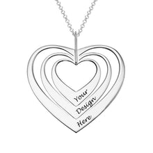 Charger l'image dans la galerie, Collier Trois Coeurs X0085 en argent sterling 925 / cuivre pour femme gravure personnalisé avec prénom texte