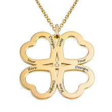 Charger l'image dans la galerie, Collier trèfle à quatre feuilles en argent 925 plaqué or / or rose X0023 gravure personnalisé avec prénom