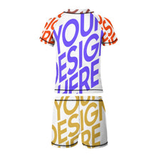 Charger l'image dans la galerie, Maillot de bain deux pièces à manches courtes avec short pour garçon BT002 personnalisé avec photo motif texte (conception multi-images)