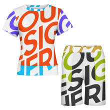 Charger l'image dans la galerie, Impression des multi-images Grande taille Ensemble ensemble short t shirt femme NTZ personnalisé avec photo logo texte motif