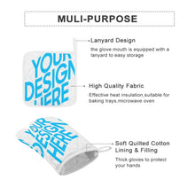 Charger l'image dans la galerie, Ensemble de mitaine de four et de porte-pot (trois pièces) personnalisé avec prénom motif logo texte photo
