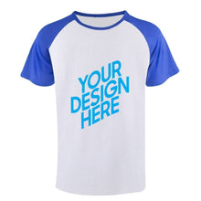 Charger l'image dans la galerie, T-shirt tee shirt Raglan à manches courtes en coton pour homme personnalisé avec photo texte