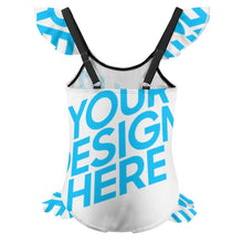 Charger l'image dans la galerie, Maillot de bain une pièce fille à volants NT040 personnalisé et design avec vos motifs photos ou votre prénom