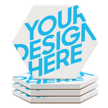 Charger l'image dans la galerie, Dessous de verre en céramique / Sous-verres hexagonaux 4 / 6 pièces personnalisé avec photo logo texte motif