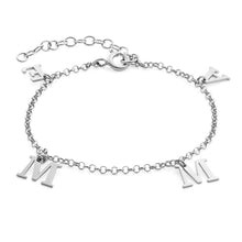 Charger l'image dans la galerie, Bracelet à breloques lettre S0016 pour femme / homme avec gravure personnalisé avec texte prénom