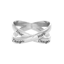Charger l'image dans la galerie, Croix Bague / X Anneau / Double Anneaux De Cuivre pour Femmes Hommes Gravure Personnalisée avec Texte Nom Lettres