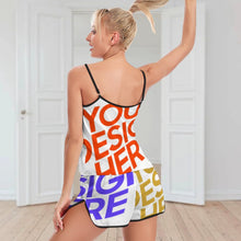 Charger l'image dans la galerie, Ensemble pyjama short chemise de nuit femme SY0026 personnalisé avec photo logo motif texte (impression des multi-images)