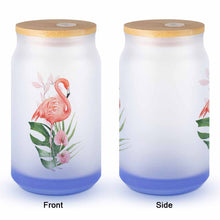 Charger l'image dans la galerie, Gobelet en verre dépoli avec couvercle personnalisé avec photo logo texte motif