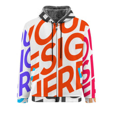 Charger l'image dans la galerie, Sweatshirt à capuche en polaire entièrement zippé pour hommes WZIP personnalisée avec prénom motif texte (conception multi-images)