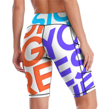Charger l'image dans la galerie, Pantalon de yoga sport pour femme legging au genou Y011B personnalisé avec logo texte photo (conception multi-images)