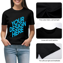 Charger l'image dans la galerie, T shirt tee shirt à manche courte et col rond 100% coton pour femme personnalisé avec photo logo et texte (Impression recto-verso)