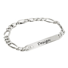 Charger l'image dans la galerie, Bracelet Bande S0007 avec pendentif bande de zircone à la mode pour hommes gravure personnalisé avec texte prénom