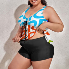 Charger l'image dans la galerie, Maillot de bain tankini grande taille fendu deux pièces femme QZ6065 personnalisé avec photo motif logo texte