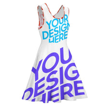 Charger l'image dans la galerie, Robe chic femme sans manches en col rond avec ourlet ondulé TQ grande taille personnalisée avec photo logo texte motif (impression des multi-images)