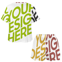 Charger l'image dans la galerie, Ensemble 2 pièces pyjama manches courtes chemise de nuit courte femme UTZ personnalisé avec photo logo texte (impression des multi-images)
