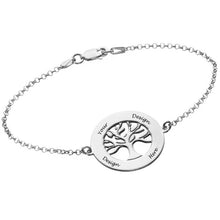 Charger l'image dans la galerie, Bracelet Arbre Généalogique Pendentif en Argent S0031 gravé personnalisé avec texte prénom