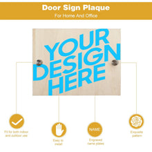 Charger l'image dans la galerie, Plaque de porte en bois (carré) GY0903350 Personnalisé avec texte et numéro