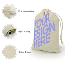 Charger l'image dans la galerie, 8 pièces sacs de rangement lin poches de serrage personnalisé avec photo texte motif logo