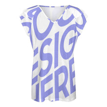 Charger l'image dans la galerie, T-shirt tee shirt col v femme / Blouse volants manches courtes BUT personnalisé avec photo logo texte motif (impression d’image unique)
