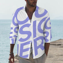 Charger l'image dans la galerie, Chemise à manches longues à revers décontracté avec poches pour hommes AY007 personnalisé avec photo logo texte motif (Impression d'image unique)