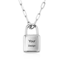 Charger l'image dans la galerie, Collier Cadenas pendentif à maillons X0033 gravure personnalisé avec lettre prénom