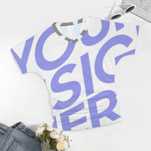 Charger l'image dans la galerie, Impression des multi-images T-shirt col v femme / top fronce BHT personnalisé avec photo logo texte motif