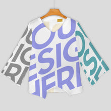 Charger l'image dans la galerie, Chemisier chemise en mousseline de soie ample à manches longues pour femme personnalisé avec photo logo motif texte (multi-image pleine impression)