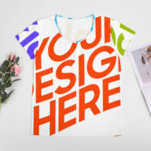 Charger l'image dans la galerie, Impression des multi-images T-shirt manche courte en col V grande taille femme VT personnalisé avec image logo texte motif