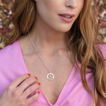 Charger l'image dans la galerie, Collier Cercle Diamant X0065 en argent sterling / cuivre gravure personnalisé avec nom texte