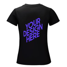 Charger l'image dans la galerie, T shirt tee shirt à manche courte et col rond 100% coton pour femme personnalisé avec photo logo et texte (Impression recto-verso)