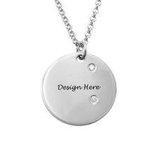 Charger l'image dans la galerie, Collier Disque avec diamants pour femme homme X0025 en argent sterling 925 gravure personnalisé avec prénom