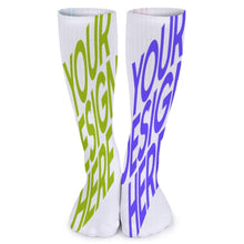 Charger l'image dans la galerie, Chaussettes longues respirantes pour femmes / hommes personnalisé avec logo texte photo (conception multi-images)