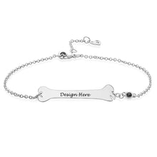Charger l'image dans la galerie, Bracelet en os long avec pendentif S0037 gravure personnalisé avec texte prénom