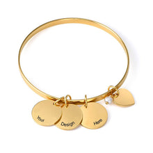 Charger l'image dans la galerie, Bracelet avec pendentifs gravés S0028 personnalisé avec texte prénom