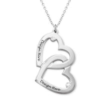 Charger l'image dans la galerie, Collier Coeur en Coeur avec diamants pour femme couple X0066 gravure personnalisé avec prénom texte