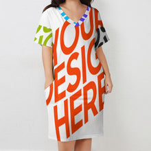 Charger l'image dans la galerie, Robe longue fluide ample chic femme LQ personnalisée avec motif logo photo texte (impression des multi-images)