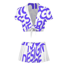 Charger l'image dans la galerie, Tenue uniforme costume de pom pom girl crop top et jupe pour femme 2 pièces personnalisé avec photo logo texte motif (impression d'image unique)