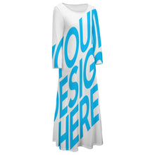 Charger l'image dans la galerie, Maxi robe à manches longues / robe de cocktail avec imprimé all-over A120 personnalisés avec photo logo ou texte