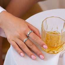 Charger l'image dans la galerie, Bague chaîne J0008 en argent sterling 925 pour femme homme personnalisée gravée avec lettres prénom texte