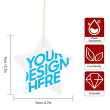 Charger l'image dans la galerie, Décoration / ornement de Noël en forme d'étoile exquis céramique personnalisé avec photo image motif texte logo