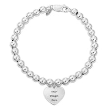 Charger l'image dans la galerie, Perles bracelet avec pendentif coeur S0018 gravé personnalisé avec texte prénom