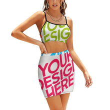 Charger l'image dans la galerie, Jupe d'été décontractée 2 pièces avec haut court et jupe NZ018 personnalisée avec photo texte motif (conception multi-images)