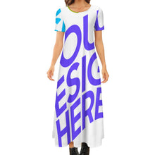 Charger l'image dans la galerie, Robe longue chic manches courtes col rond grande taille femme B523 personnalisée avec photo logo texte motif (impression des multi-images)