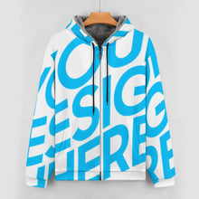 Charger l'image dans la galerie, Sweat à capuche en peluche double couche pour hommes veste à capuche zippée sur le devant personnalisé avec photo motif texte (conception une image)