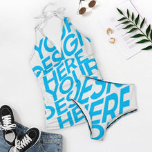 Charger l'image dans la galerie, Maillot de bain Tankini à col en V profond ensemble 2 pièces pour femme personnalisé avec motif photo logo (conception une image)
