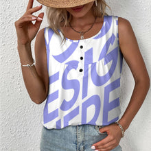 Charger l'image dans la galerie, Impression d’image unique Gilet sans manche col rond femme BCT personnalisé avec image logo texte motif