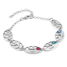 Charger l'image dans la galerie, Bracelet feuille 925 en argent sterling S0022 gravure personnalisé avec texte prénom