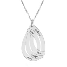 Charger l'image dans la galerie, Collier ajouré en forme de larme en argent sterling femme X0048 gravure personnalisé avec prénom texte