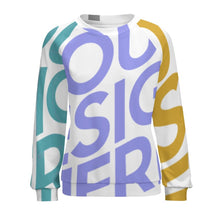 Charger l'image dans la galerie, Sweatshirt col rond  femme / Sweat manche raglan RHDEC2 personnalisé avec photo logo texte motif